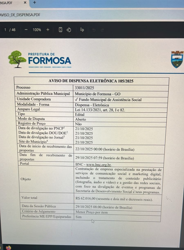 Prefeitura irá contratar equipe de marketing para Secretaria de Desenvolvimento Social, mesmo alegando falta de recursos.