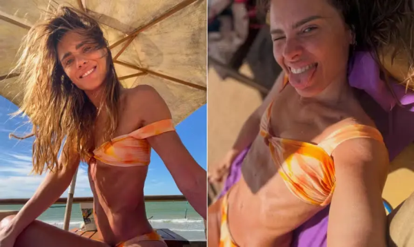 Carolina Dieckmmann aparece de biquíni e rebate críticas: ‘Corpo saudável’.